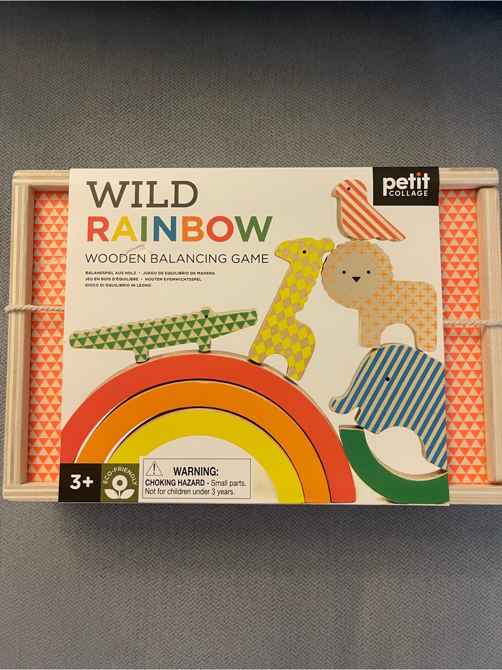 BNWT Petit Collage Wild Rainbow Wooden Balancing Game